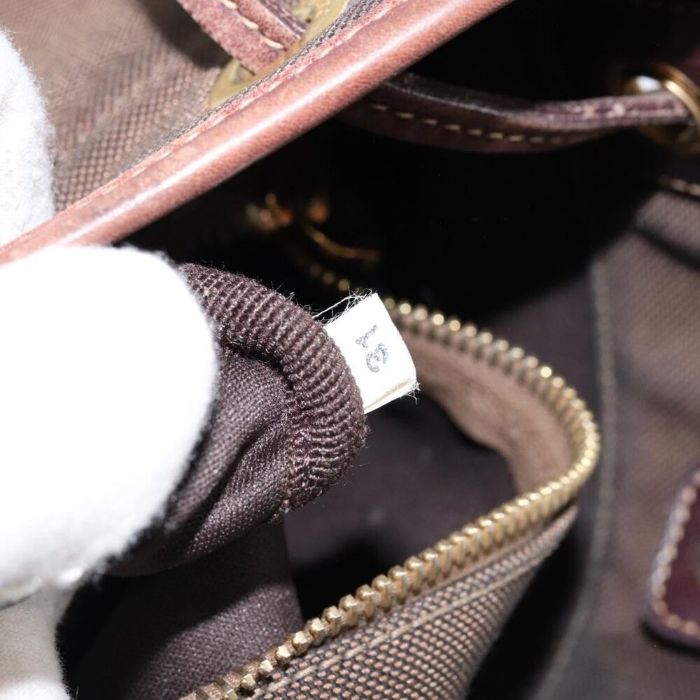 Authentic PRADA Shoulder Bag Canvas Dark Brown gold - Picture 3 of 16